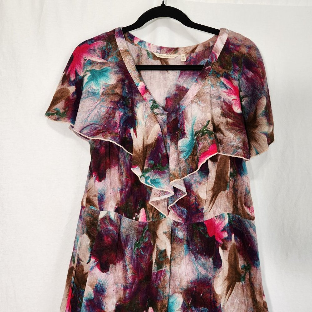 Tall Medium SOFT SURROUNDINGS Italian Dreams Tiered Dark Floral  Maxi Dress. - Picture 3 of 16